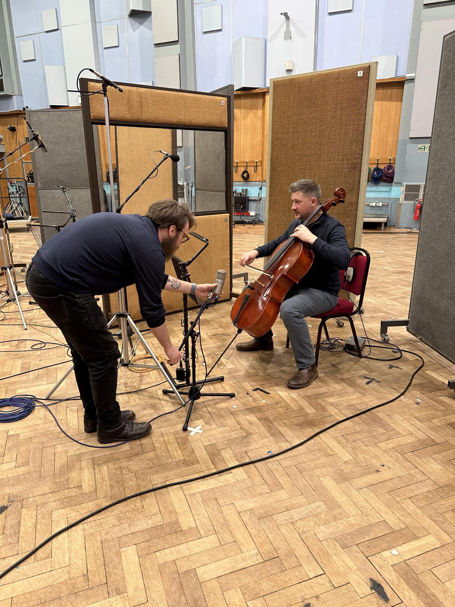 Matt Constantine recording cello at Abbey Road Studios